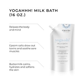Cuccio Somatology Yogahhh Milk Bath - Restores Moisture to Dry Skin - Draws Out Discomfort from Sore, Swollen Muscles - Removes Excess Sweat from Pores - Exfoliates The Skin - Paraben Free - 16 oz