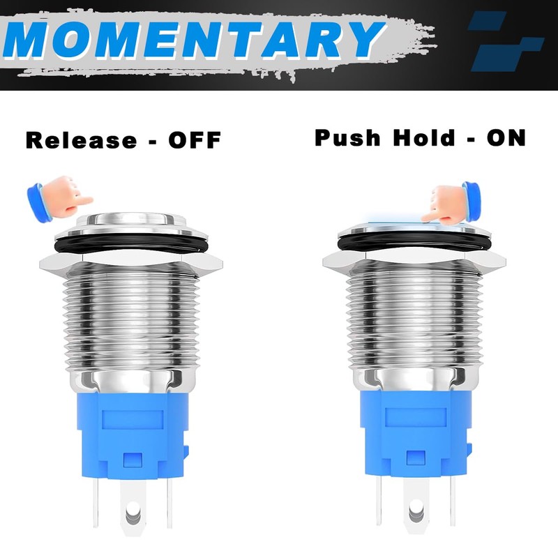 MKBKLLJY 2PCS 16MM Horn Switch Raised Speaker Horn Momentary Push