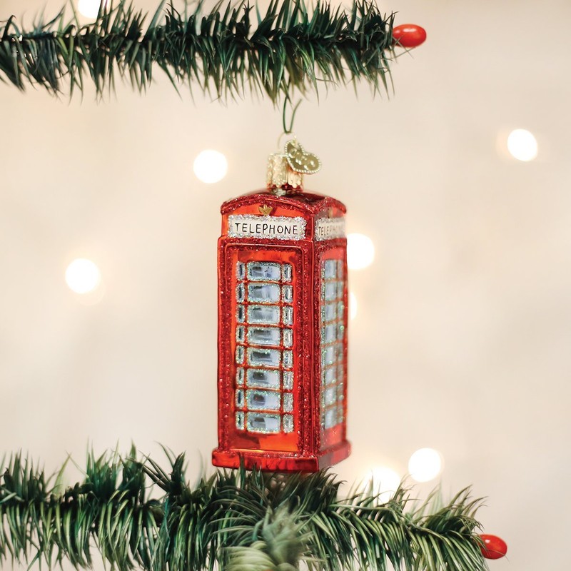Old World Christmas English Phone Booth Glass Blown Ornament