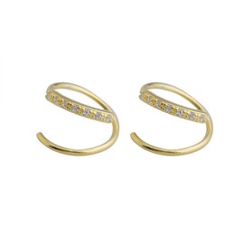 Double Twist Hoop Earrings Gold Double Earrings for One Hole Adjustable Spiral Earrings Hypoallergenic Faux Double Tiny Twist Earrings for Women Gift