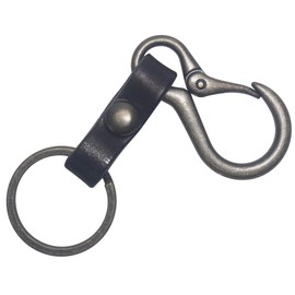 High Style Tochigi Leather & Mini Carabiner Keychain Base Grade Key Chain, antique/black