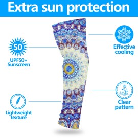 glahorse Gardening Sleeves Farm Sun Protection Arm Cooling Sleeves Thorn Proof Garden for Men Women & Breathable Sweatproof Sun Protection Neck Gaiter (blue-Bohemia)