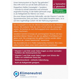 Doppelherz Hot Pomegranate with Vitamin C - To Support the Normal Function of the Immune System - Plus Sea Buckthorn and Acerola - 1 x 10 Bags