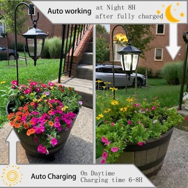 Viewsun 34 Inch Hanging Solar Lights, Shepherd Hook Lights with 2 Shepherd Hooks Waterproof Outdoor Decorative Solar Lantern Lights for Garden Decor, Patio, Backyard, Pathway, 4 Pack