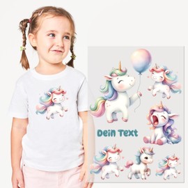 GRAZDesign Iron-On Transfer Set Girls Unicorn for Textiles DIN A4 to Iron Yourself with Name DTF Print