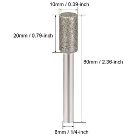 sourcing map Diamond Burrs Grinding Drill Bits for Carving Rotary Tool 1/4-Inch Shank 10mm Cylindrical 120 Grit 10 Pcs