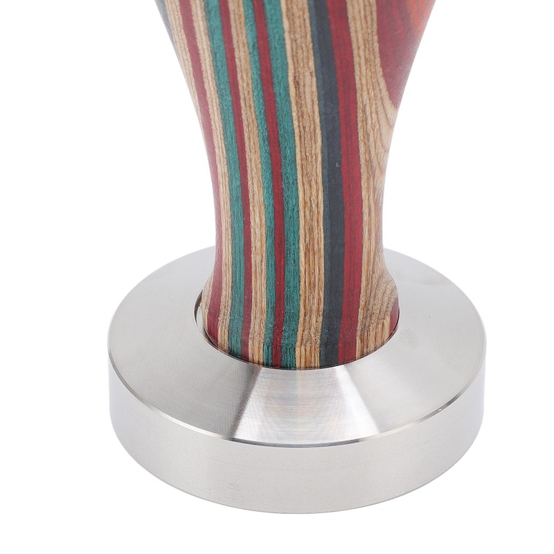 Colorful Wood Coffee Flat Tamper Stainless Steel Base Powder Hammer