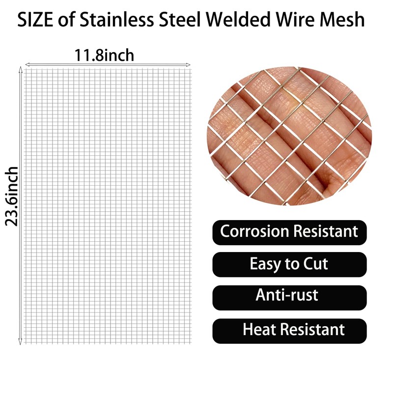 SUPERETON Stainless Steel Welded Wire Mesh, 1/4 Inch Hole Completely