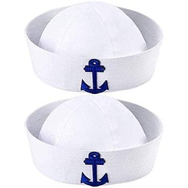 KOYEE 2 Packs White Sailor Hat Nautical Hats Adults Yacht Captain Costume Hats