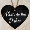 Funny "Alexa, Do the Dishes" Kitchen Plaque – Humorous Heart-Shaped