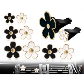 AOYEGIC Pack of 8 Car Air Freshener Clip with Daisy Flower, Women's Car Accessories Interior, Metal Decorative Interior for Car, Office, Living Room (Black, White)