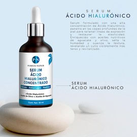 PUREZA NATUR Serum Acido Hialurónico facial Hidratante + Aceite de aguacate y coco para la cara skincare Suero anti aging, para ojeras y arrugas hidratación 50ml (Serum AH concentrado)