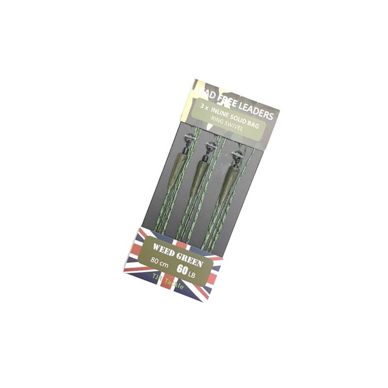 TJR Tackle Solid Bag Inline Leaders Lead Free Ring Swivels