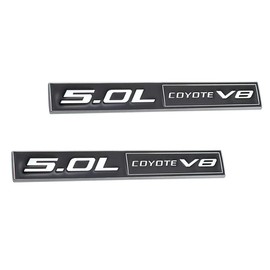 2X 5.0L Coyote V8 Emblems, 3D Trim Fender Hook Trunk Badge Decals Stickers (Black)