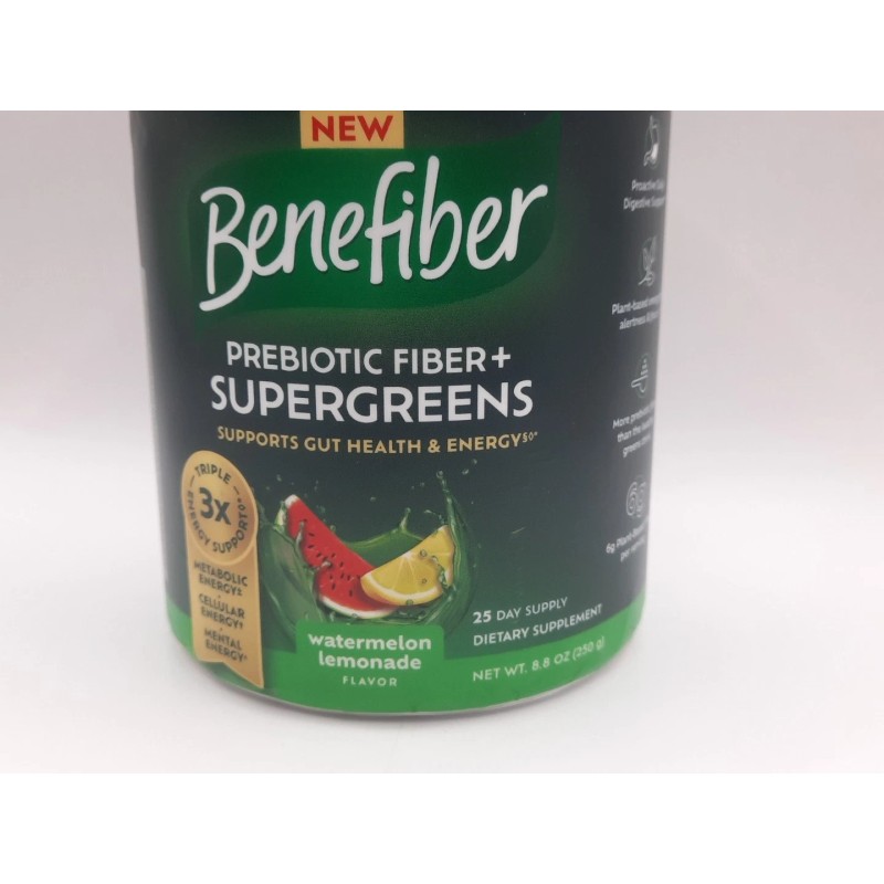 Benefiber Prebiotic Fiber Supergreens Dietary W.melon Lemonade 8.8 oz Ex