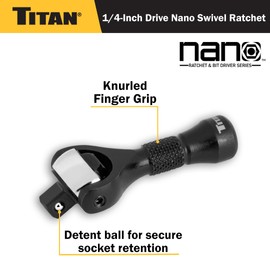 Titan 11330 1/4-Inch Drive x 2-1/4-Inch 90-Tooth Swivel Head Nano Ratchet
