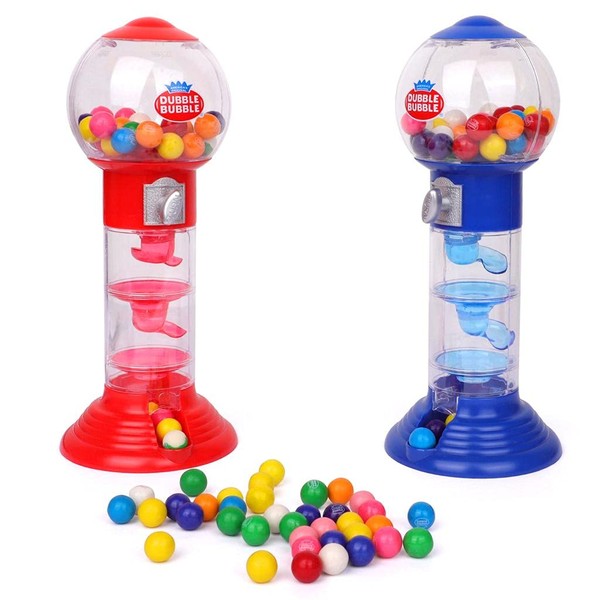 Máquina de chicles para niños – Dispensador de dulces en espiral de 10.5 pulgadas, juguete de máquina de chicle para recuerdos de fiesta, incluye bolas de chicle – Gran regalo para niños y niñas – 1 pieza de color puede variar