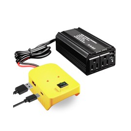 300W Portable Power Inverter Compatible with DeWalt 20V Batteries, DC 20V to AC 110V-120V, Power Converters with 3 USB 1 Type C 2 AC Outlets, Power Station for Vehicles Camping Trip