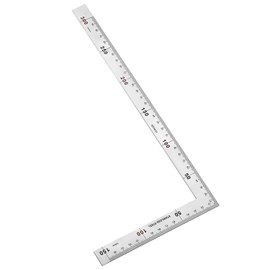QWORK® Stainless Steel L Shape Square Ruler, 150 x 300 mm, Double-Sided Right Angle Ruler for Office, Construction, and Woodworking