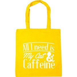 Hippowarehouse All I Need Is My Cat & Caffeine Tote Shopping Gym Beach Bag 42cm x38cm, 10 litres