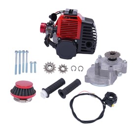 CNCEST 49CC 2 Stroke Gas Scooter Engine Motor Kits, Single Cylinder Air-cooled Pull Start Engine Throttle Cable Grip Kit with Racing Air Filter for Vapor Scooter