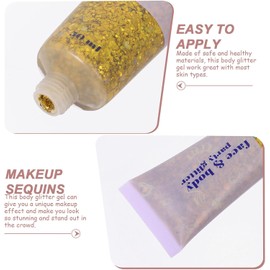 iplusmile Gel de Purpurina Corporal Dorado 50ml Lentejuelas para Maquillaje Seguro y Efectos Decorativos Adecuado para Pecho y Extremidades en Fiestas y Festivales