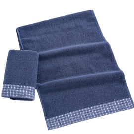 Absnuopt Blue Hand Towel Set of 2 Textured Stripe Woven Decorative Hand Towel for Bathroom Ultra Soft 100% Cotton Absorbent Lightweight for Home Kitchen 13" X 29"