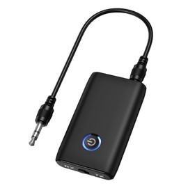OQIMAX Bluetooth 5.0 Transmitter Receiver, 2-in-1 3.5mm Wireless Bluetooth Aux Adapter with Low Latency, Noise Reduction, Plug & Play Audio Receiver for Car TV PC Headphones Speakers Stereo Systems
