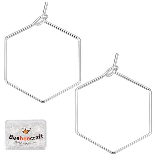 Beebeecraft 1 Box 40Pcs Hoop Ear Wires 925 Sterling Silver
