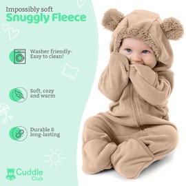 Fleece Baby Bunting Bodysuit – Infant One Piece Kids Hooded Romper Outerwear Toddler Jacket