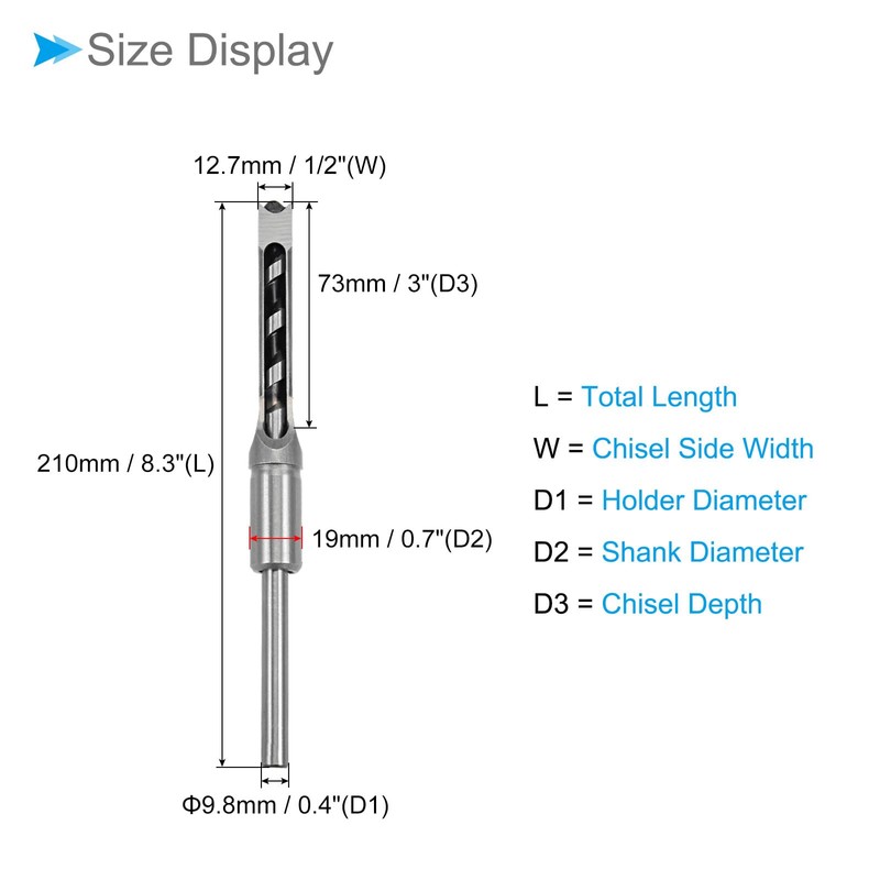 CoCud Square Hole Drill Bit, 1/2" High Carbon Steel Square