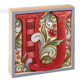 Jim Shore Heartwood Creek Monogram Letter U Figurine 4013215U