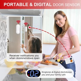 CallToU Door Chime, Potable Door Sensor Chime for Door Opens, Door Chime with 2 Chime Adjustable Vibration 500ft Operating Range, Entry Alert Chime for Business/Home/Office (4 Sensor + 1 Receiver)