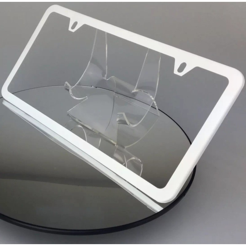 MotorVehicleParts Powder Coated Flat White Slim 2 Hole Stainless Steel