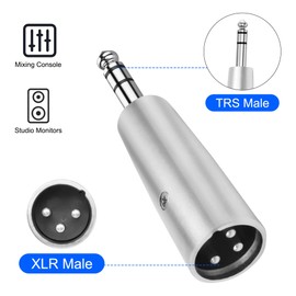 MEIRIYFA 1/4" TRS auf XLR Adapter, XLR 3 Pin Stecker auf 6,35 mm Stecker Jack Socket Audio Adapter, Ausgewogen XLR-3Pin auf 1/4 Zoll TRS Stereo Konverter für Lautsprecher Mikrofon - 4PCS, Silber