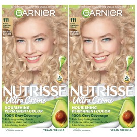 Garnier Hair Color Nutrisse Nourishing Creme, 111 Extra-Light Ash Blonde (White Chocolate) Permanent Hair Dye, 2 Count (Packaging May Vary)