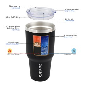 BJPKPK 30 oz Stainless Steel Tumbler with Lid and Straw Insulated Travel Coff...