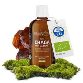BEAUVITAL Organic Chaga Extract Liquid | Full Extract Inonotus Obliquus from Chaga Powder by Dual Extraction in Glycerine, 100 ml