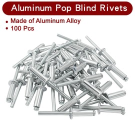 Zorveiio 100 Pcs 1/4" x 1" Aluminum Blind Rivets Dome Head Pop Rivets for Installing Accessories, Silver