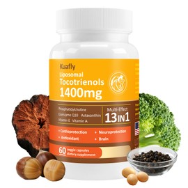 KUAFLY Liposomal Tocotrienols Vitamin E 1400mg - High Potency Vitamin E Tocotrienols with Phosphatidylcholine, Astaxanthin 60 Capsules