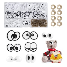 100pcs Safety Eyes for Amigurumi Crochet and DIY Clay Decor, MU TU HD 20-40 mm 8 Styles Plastic Large Crochet Eyes Puppet Craft Eyes with Washers for Crocheting Doll
