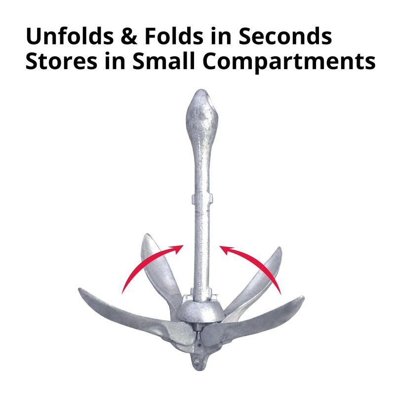 SeaSense Folding Grappling Anchor - Ideal for Fishing Vessels, Dinghies,