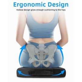 Orthopaedic Seat Cushion, Round, Coccyx Cushion Made of Memory Foam, Doughnut Cushion, Ergonomic Coccyx Cushion for Wheelchairs, Memory Foam Coccyx Cushion, Promotes Blood Circulation and Relieves the