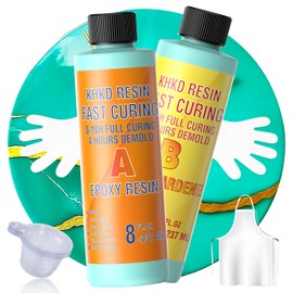 Epoxy Resin Kit - 16 OZ Fast Cure Epoxy Resin, KHKD RESIN Quick Dry Resina Epoxica Upgrade 4 Hours Unmould, Clear High Gloss Epoxy, Odorless Art Resin for Painting, Craft, Coasters, Coating, Jewelry