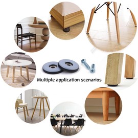 AzureRay Teflon gliders for screwing: 32 pieces floor gliders, diameter 22 mm, black, round, furniture glides with stainless steel screws for optimal protection of furniture, chairs and floors