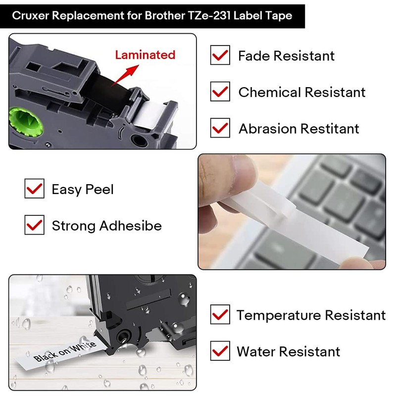 Label Tape Compatible with Brother - 2 Pack P Touch