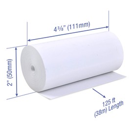 POS1 Thermal Paper Rolls 4-3/8 x 125 ft | 50mm diameter | fits Zebra QLn420 | fits Star TSP800 | CORELESS | BPA Free | 16 rolls per case