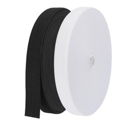 2 Rolls Elastic for Sewing, White & Black Elastic Cord 15mm(0.6 Inch) Wide, 5M Each Flat, Stretchable Waistband for Sewing Clothing, Garments, Dressmaking, DIY Trouser, Headbands
