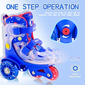 SULIFEEL Adjustable Roller Skates for Girls Boys Kids,Fun Illuminating Light Up Flash Wheels Three-Point Type Balance Suitable for Beginners Indoor Roller Skating
