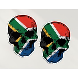 2 x 10cm South Africa Skull Stickers - African Flag Travel Holiday Pirate Funny Kids Girls Boys Men Women Scrapbook Sticker #82076